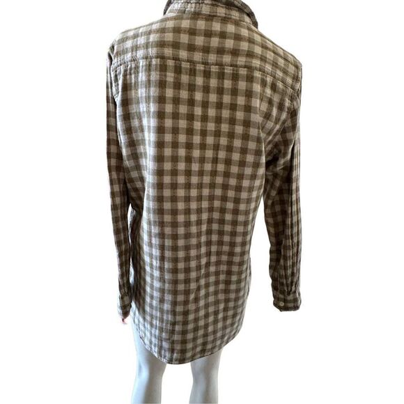 Woolrich women’s L 100% cotton plaid flannel sage green cozy relaxed empire butt - Picture 3 of 6